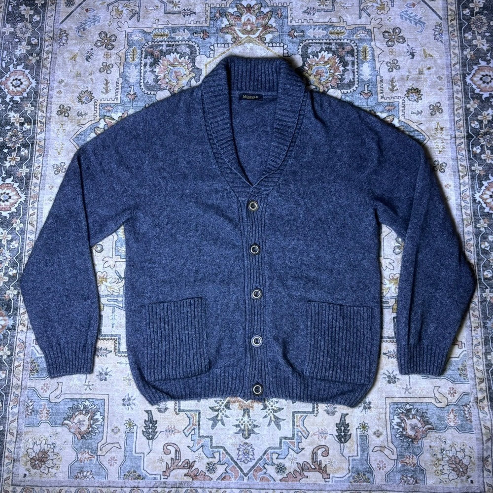 McDonald New Zealand Merino Wool Possum Silk Shawl Cardigan Sweater Grey XXXL
